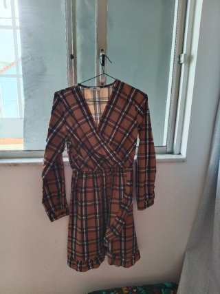 Vestido estampado cuadros mujer