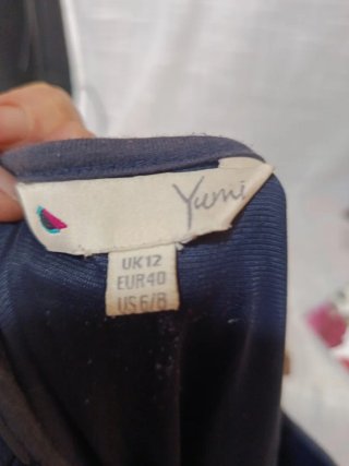 Vestido azul y gris con rayas