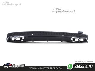 DIFUSOR TRASERO CON COLAS DE ESCAPE CROMADAS MERCEDES CLASE C W205 LOOK C63 AMG