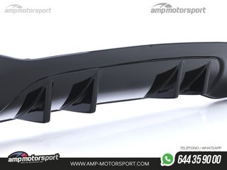 DIFUSOR TRASERO NEGRO BRILLO CON COLAS SIMPLES NEGRAS PARA MERCEDES CLASE A W177
