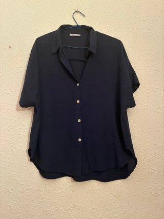 Camisa manga corta azul Made in Italy