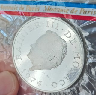 MONEDA PLATA MONACO 100 FRANCOS 1974 RAINIERO III!