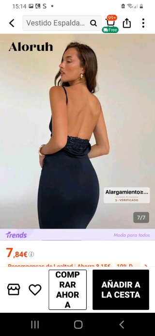 Vestido azul marino tirantes y espalda con encaje