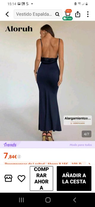 Vestido azul marino tirantes y espalda con encaje