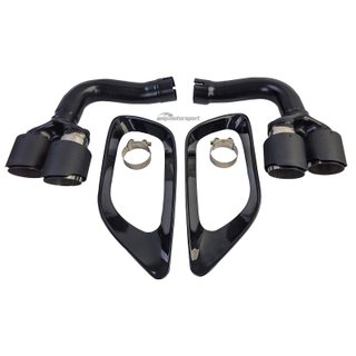 COLAS DE ESCAPE DOBLES CARDONO+ MARCO DE MOLDURA NEGRO BRILLANTE BMW X6 E71 08-14