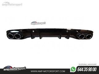 DIFUSOR TRASERO NEGRO BRILLO CON COLAS REDONDAS CROMADAS PARA MERCEDES CLASE C COUPE/CABRIO C205