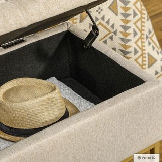 Banqueta con Almacenamiento Beige y Dorada
