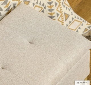 Banqueta con Almacenamiento Beige y Dorada