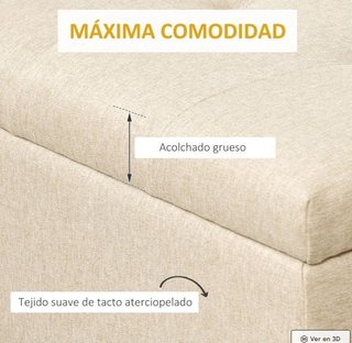 Banqueta con Almacenamiento Beige y Dorada