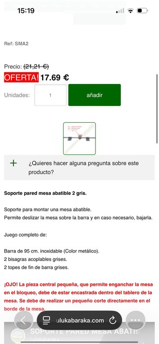 Pie mesa plegable + soporte pared