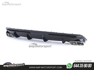 DIFUSOR TRASERO NEGRO BRILLO CON COLAS CROMO PARA MERCEDES CLA C117