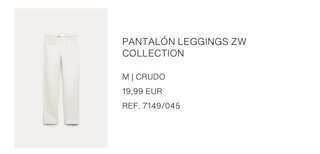 Pantalón Leggings Zara Blanco Crudo