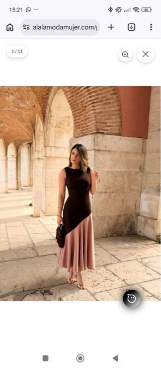 Vestido Alalá marrón y maquillaje