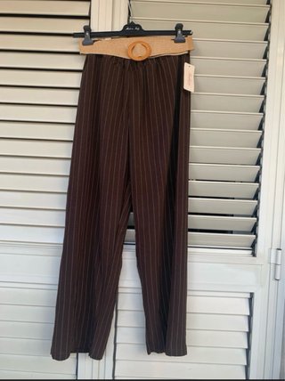 Pantaloni lunghi gessati marroni veste S/Xl