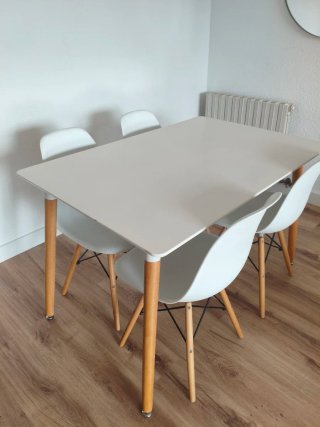 Mesa Comedor Nórdica Blanca y Madera