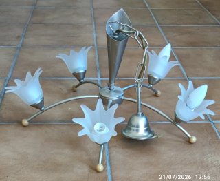 Lámpara de techo 5 brazos floral