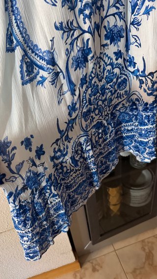 Vestido Verano Estampado Azul y Blanco