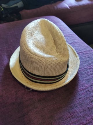 Sombrero de Rafia Beige con Cinta Multicolor