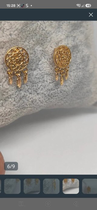 Pendientes Oro Real 18klts Diseño Atrapasueños
