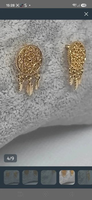 Pendientes Oro Real 18klts Diseño Atrapasueños