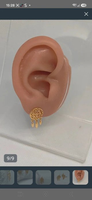 Pendientes Oro Real 18klts Diseño Atrapasueños
