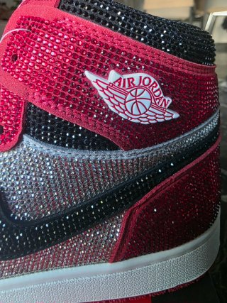 Jordan 1 High Chicago Scarpe Glitter Rosse Argento