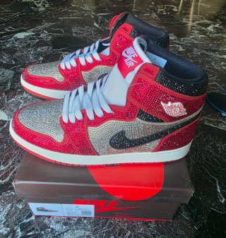 Jordan 1 High Chicago Scarpe Glitter Rosse Argento