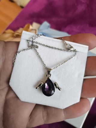 Colgante Ángel Amatista Morado y Plateado