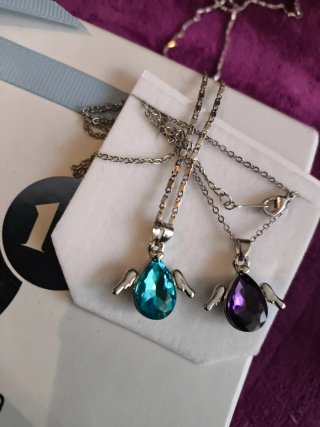 Colgante Ángel Amatista Morado y Plateado