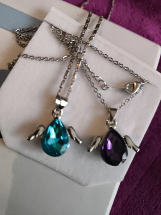 Colgante Ángel Amatista Morado y Plateado
