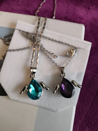 Colgante Ángel Amatista Morado y Plateado