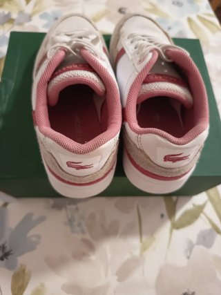Zapatillas Niña Lacoste Blancas y Rosas Talla 28