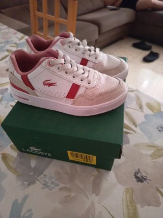 Zapatillas Niña Lacoste Blancas y Rosas Talla 28