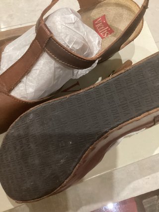 Sandalias Vialis Tacon Cuero Marrón Talla 39