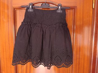 Falda Zara Negra Bordada Mujer Talla S