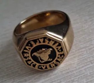 Anillo Versace Medusa Dorado Negro 19mm