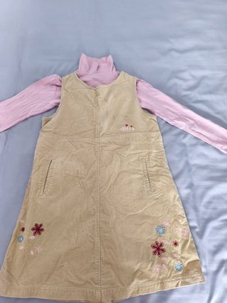 Vestido pana niña beige flores talla 10 Mayoral