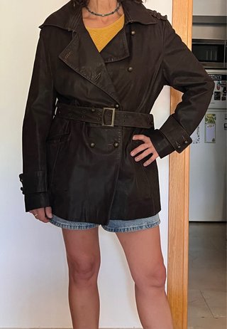 Chaqueta de cuero marrón Studio Classic