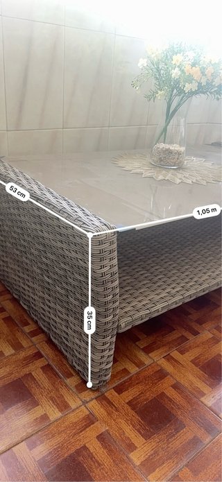 Conjunto Ratán Sintético Gris Terraza