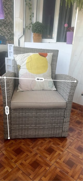 Conjunto Ratán Sintético Gris Terraza