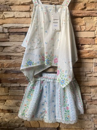 Conjunto Zara Lino Estampado Floral