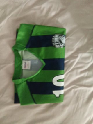 Camiseta de fútbol rayas azul y verde