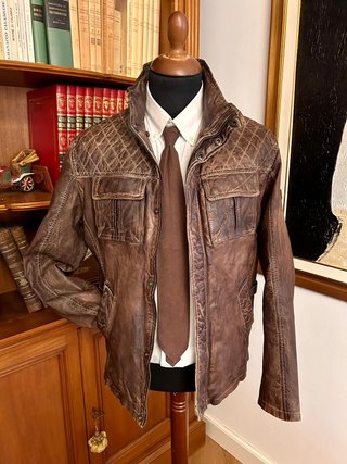 Giacca biker Gipsy Pelle pieno fiore size M uomo