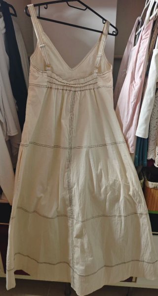 Vestido largo de algodón beige
