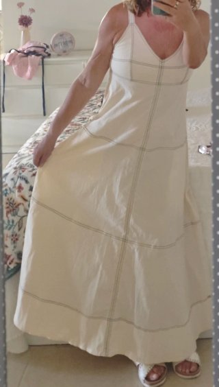 Vestido largo de algodón beige