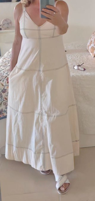 Vestido largo de algodón beige