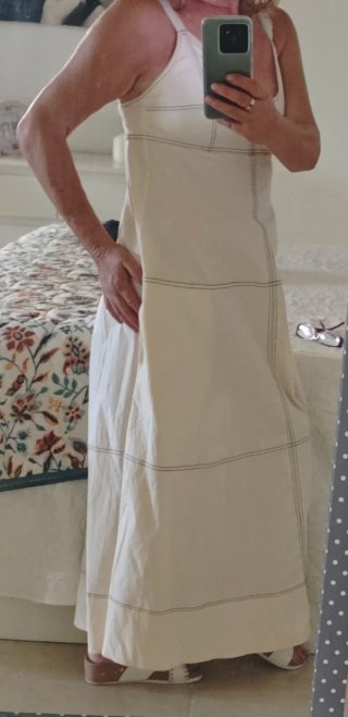 Vestido largo de algodón beige