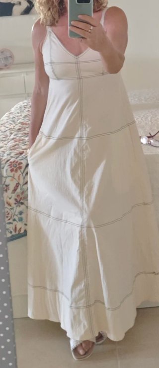 Vestido largo de algodón beige