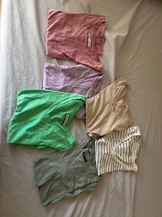 Lote 6 Camisetas Zara, Stradivarius Talla S y XS