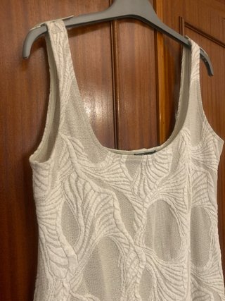 Vestido Zara Beige y Blanco